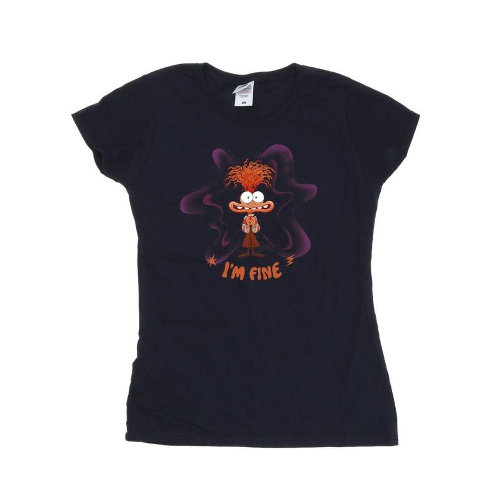 Inside Out 2 Womens/Ladies I�'m Fine Cotton T-Shirt / Navy Blue